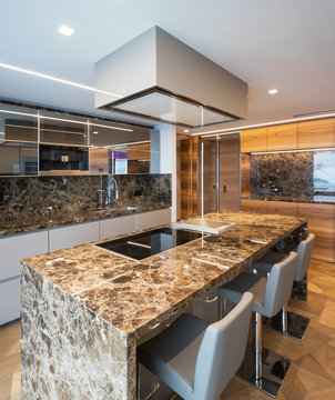 Modern Marble Kitchen With Island