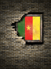 Old Cameroon flag in brick wall