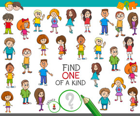 find one of a kind game with children characters