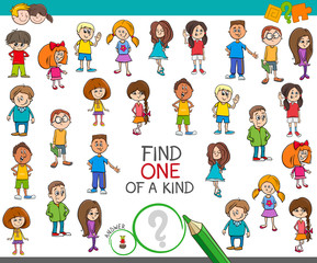 Fototapeta premium find one of a kind game with children characters