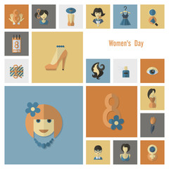 Womans Day Icon Set