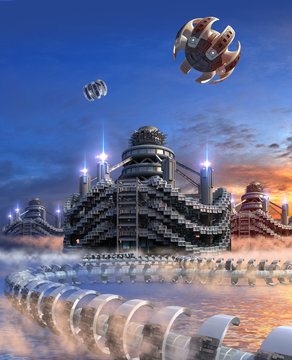 3D Illustration of a futuristic city