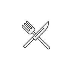 Fork and Knife Western Restaurant icon. Kitchen appliances for cooking Illustration. Simple thin line style symbol.