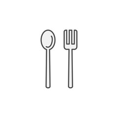 Spoon and fork Restaurant icon. Kitchen appliances for cooking Illustration. Simple thin line style symbol.