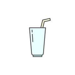 Glass with straw icon. Kitchen appliances for cooking Illustration. Simple thin line style symbol.