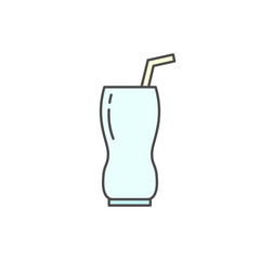 wavy shape glass with straw icon. Kitchen appliances for cooking Illustration. Simple thin line style symbol.