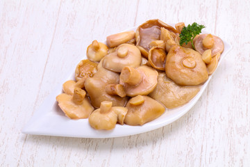 Pickled mushrooms in the bowl