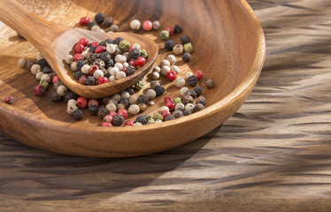 Mixed pepper color on rustic background