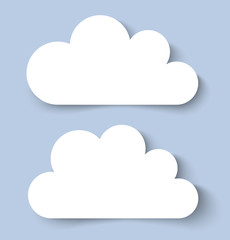 White Clouds Paper Banners. Vector illustration