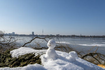 bright sunny winter day in Hamburg, Germany 