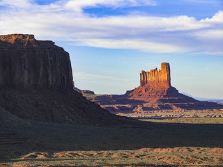 Monument Valley red rock in the evening light on Utah and Arizona border 