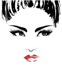 Beautiful women, logo women face makeup on white background, vector