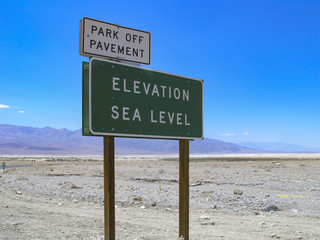 Death Valley USA sign of elevation