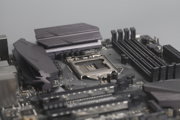 Fototapeta premium Motherboard computer on a gray background