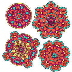 Set of circular decorative elements. Vector mandala style.