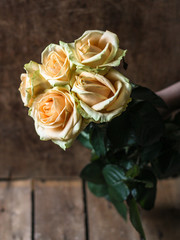 Bouquet of roses - fragrant flowers. copy space