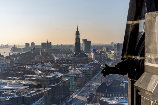 bright sunny winter day in Hamburg, Germany 