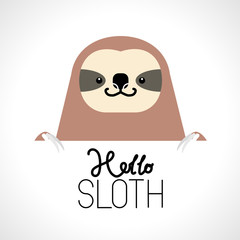 Obraz premium Cute sloth head design on white background. Wild Animal. Vector illustration