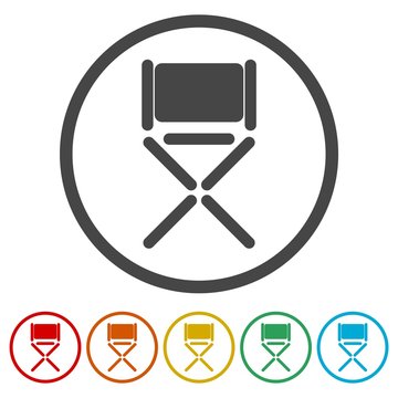 Director chair - vector icon, 6 Colors Included