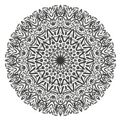 Black and white mandala vector isolated on white. Vector hand drawn circular decorative element.