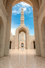 wejście do meczetu, Grand Mosque, Muscat, Oman - obrazy, fototapety, plakaty