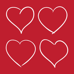 Set of Hand Drawn Contour Hearts. Vector illustration.