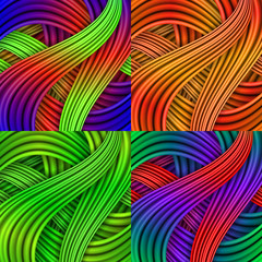 Set of Colorful striped backgrounds. Vector illustration.