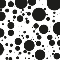 Background with circles, dots and points of different scale. Abstract geometric pattern. Black and white vector illustration