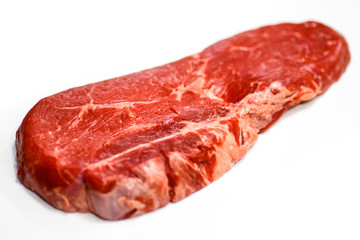 Ramp (rump) beef marbled steak on white background, isolated