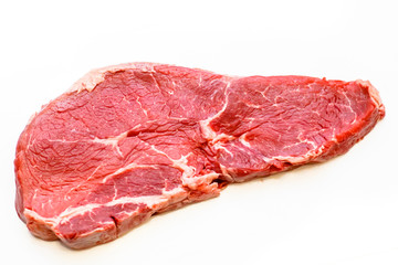 Ramp (rump) beef marbled steak on white background, isolated