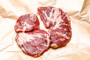 "Spider steak" or "bifteck araignée" of marbled beef