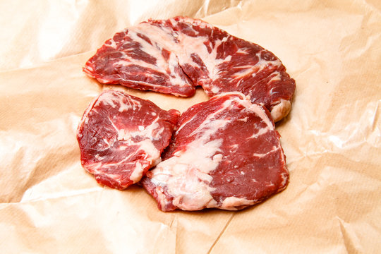 "Spider steak" or "bifteck araignée" of marbled beef