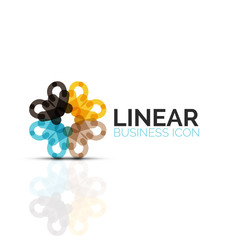 Abstract flower or star, linear thin line icon. Minimalistic business geometric shape symbol created with line segments