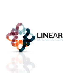 Abstract flower or star, linear thin line icon. Minimalistic business geometric shape symbol created with line segments