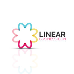 Abstract flower or star, linear thin line icon. Minimalistic business geometric shape symbol created with line segments