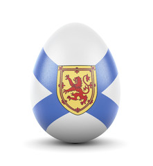 Obraz premium The flag of Nova Scotia on a very realistic rendered egg.(series)