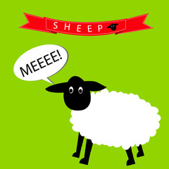 Sheep say sleepy. sheep with speech bubble. illustration design