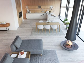 top view modern loft apartment. 3d rendering