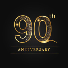 90th years anniversary, ninety, 90th anniversary, three number, 3rd, 3, light, luxury, glitter texture, glitter, event, party, age, happy, holiday, element, line, icon, font, text, success, star numbe