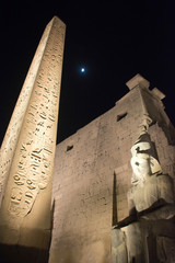 Luxor Temple with Moon at Night