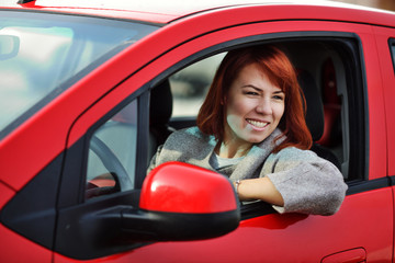 woman in car