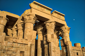 Temple of Kom Ombo with Moon