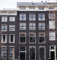 Traditional vintage dutch buildings in Amsterdam