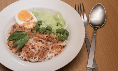 Thai vermicelli eaten with curry