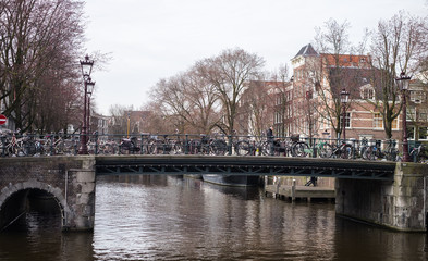 The famous Amsterdam canals in winter
