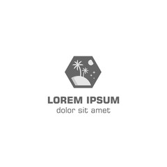 Travel, island, beach, holiday destination. Vector logo template