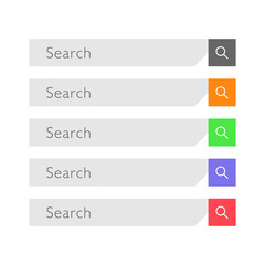 Set of search bars flat web design element vector. On white background