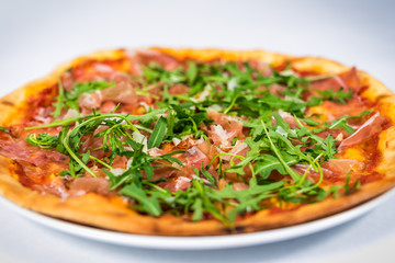 Pizza. Tasty fresh Italian pizza served on the plate