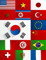 World Flags Collection Set Vector Illustration