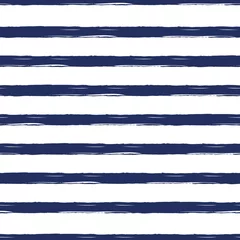 Fototapete Horizontale Streifen Nahtloses nautisches Muster mit handgemalten Pinselstrichen, gestreifter Hintergrund.